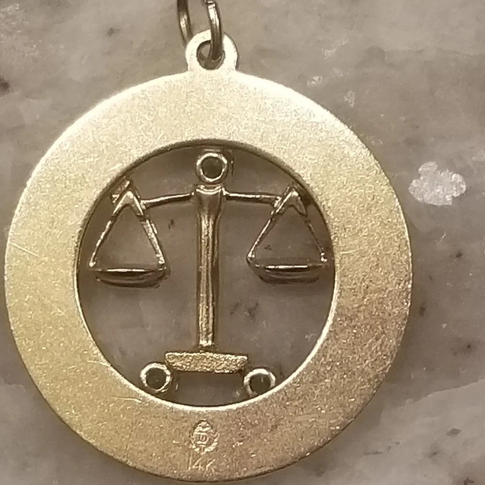 DANKNER OCTOBER HAPPY DREAMS LIBRA SCALES JUSTICE 14K CHARM PENDANT NECKLACE